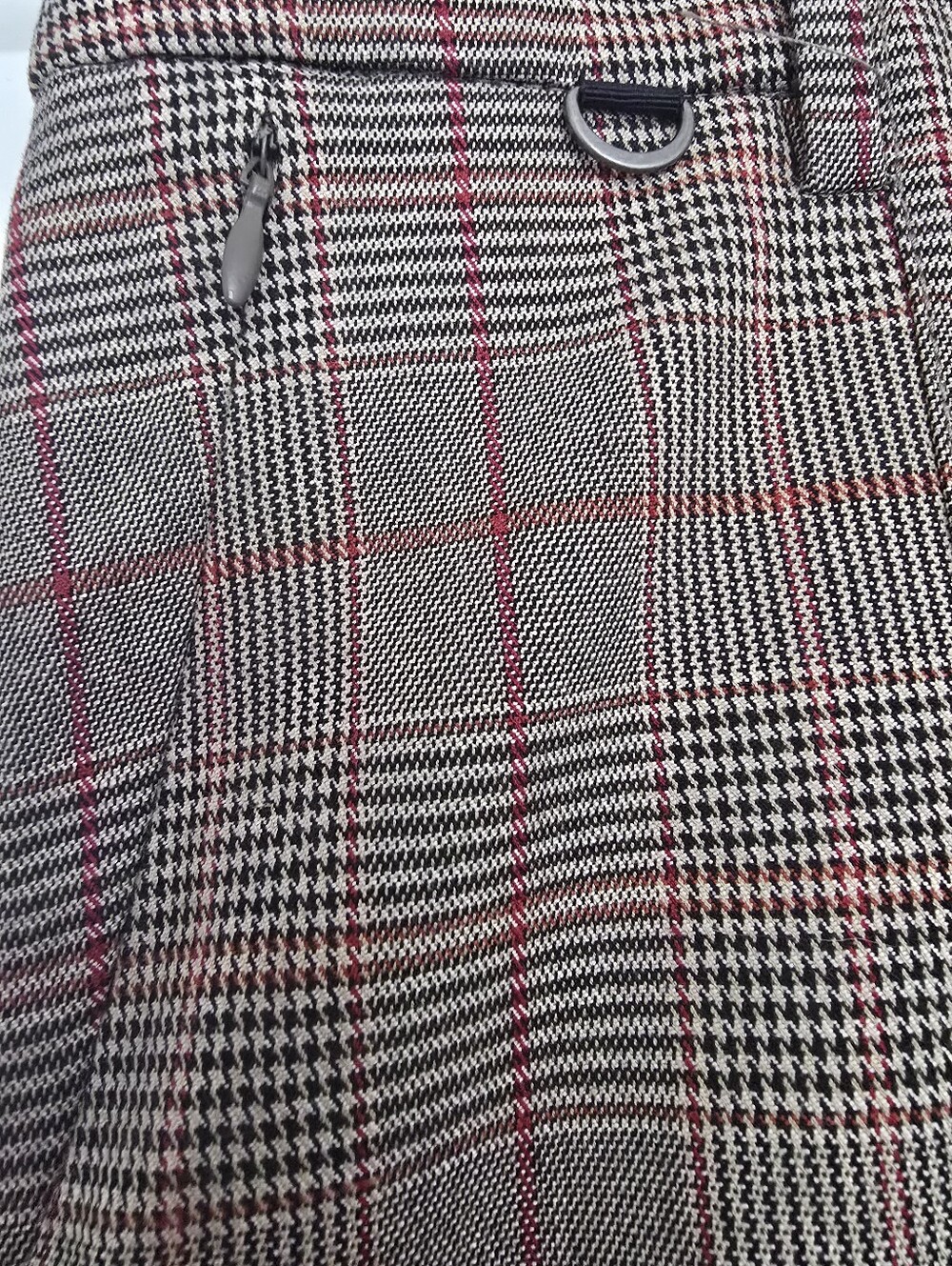 Anthropologie The Essential Collection Brown Plaid Slim Trousers Size 8 - Picture 8 of 12